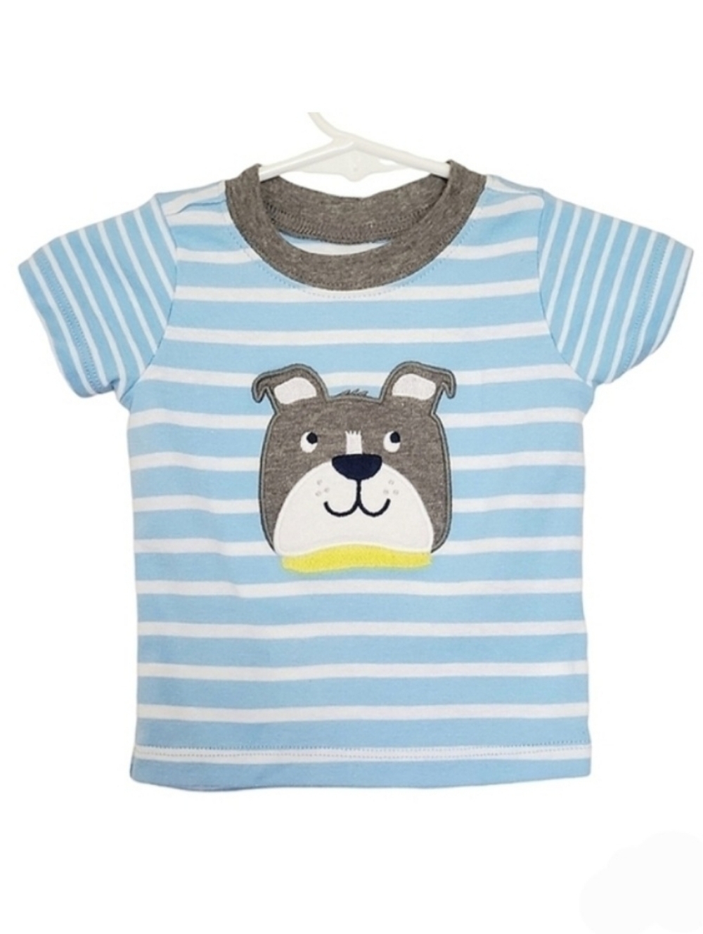 K1301 * Carter's Striped Dog Boys Tee Blue White Gray Size 6M